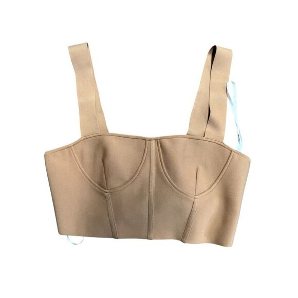 NWT HERVE LEGER structured beige bustier crop top Beige sz XL - Picture 4 of 10